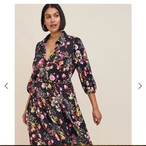 NEW Torrid Tea Length Studio Refined Woven Shirt Dress Size 5 5X Floral Print